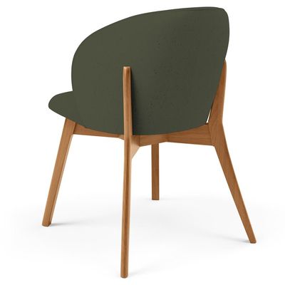 Cadeira de Jantar e Estar Living Estofada Mia L02 Linho Verde Musgo - Lyam Decor