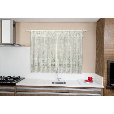 Cortina Cozinha Valência Lisa 280cmx120cmx20cm Branca