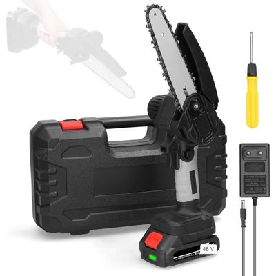 Mini Motoserra Elética Portátil Potente Bateria Recarregável Serra Poda Galho Bateria 2X48V - Bivolt