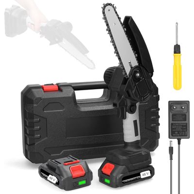 Mini Motoserra Elética Portátil Potente Bateria Recarregável Serra Poda Galho Bateria 2X48V - Bivolt