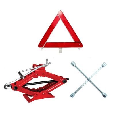 Kit Estepe Para Carros Macaco Sanfona Reforçado 2000 Kg + Chave Cruz + Triângulo
