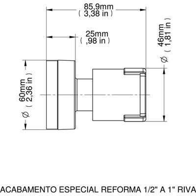 Acabamento Docol Para Registro Deca E Similares De 1/2”, 3/4 1” Riva