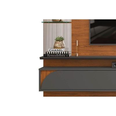 Painel Quarto P- Tv Até 60 Polegadas Ravi C- Prateleiras E Nicho 180x152cm Cedro-bali - Dj Móveis