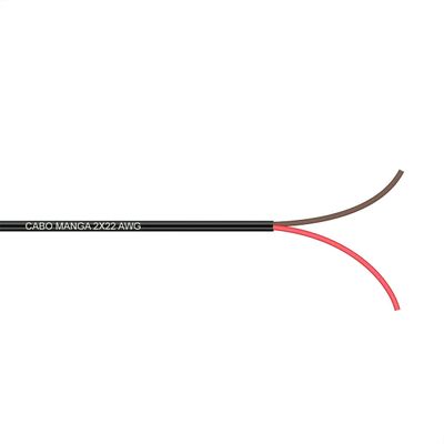 Cabo Manga 2X22 AWG - sem Blindagem Preto - 2 Metros
