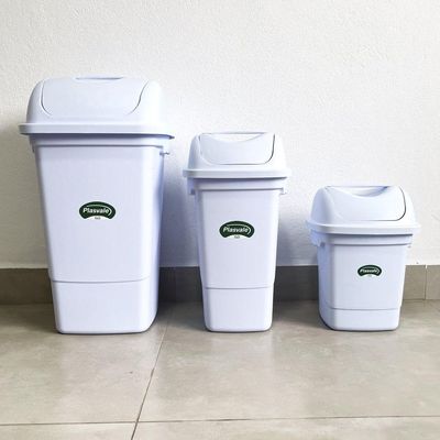 Lixeira Com Tampa Basculante 10 Litros - Plasvale Branco