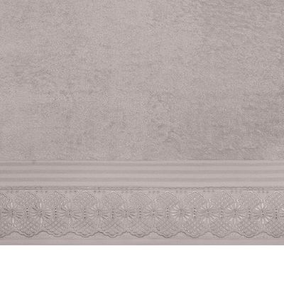 Kit Toalha Lavabo 2 Peças com Renda Roma Bouton Bege