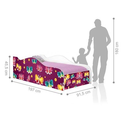 Cama Fun Borboleta Solteiro Com Colchão