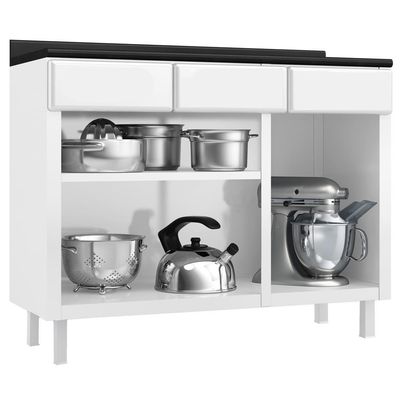 Balcão De Cozinha De Aço Telasul Diamante C/ Tampo Branco