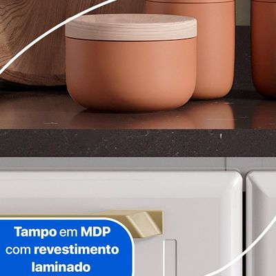 Balcão De Cozinha De Aço Telasul Diamante C/ Tampo Branco