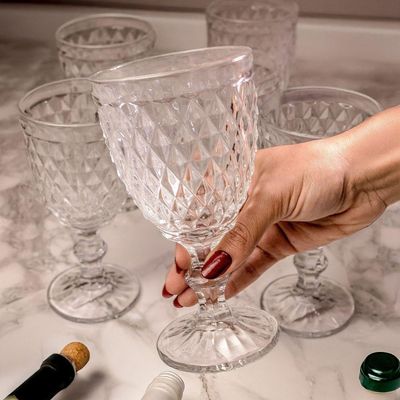 Kit 6 Copos Taças Detalhada água Jantar Suco Luxo