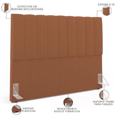 Cabeceira Cama Box Casal Queen 160 cm Dália W01 Bouclê Terracota - Lyam Decor