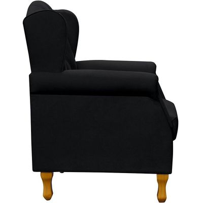 Poltrona Decorativa Para Sala de Estar Yara P02 Corino Preto - Lyam Decor