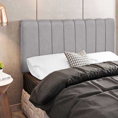 Cabeceira Cama Box Painel Casal 140 cm Dubai W01 Linho Cinza Escuro - Lyam Decor