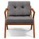 Poltrona Decorativa Sala de Estar com Cintas de Corano Laís B04 Linho Cinza Escuro - Lyam Decor