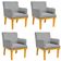 Kit 04 Poltronas Decorativas Para Sala de Estar Beatriz W01 Linho Cinza Escuro - Lyam Decor