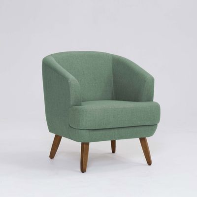 Poltrona Decorativa Milão D07 Pés Madeira Linho Mescla Verde D07 - D'Rossi