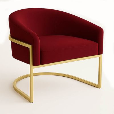 Poltrona Sala Decorativa Industrial Dourada Kit 2 Arielle Veludo Marsala D03 - D'Rossi