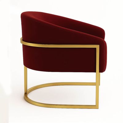 Poltrona Sala Decorativa Industrial Dourada Kit 2 Arielle Veludo Marsala D03 - D'Rossi