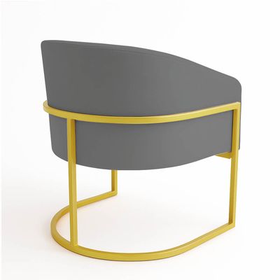 Poltrona Sala Decorativa Industrial Dourada Kit 2 Arielle Suede Grafite D03 - D'Rossi