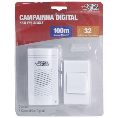 Campainha Sem Fio Digital Bivolt - 0180300012 - Force Line Campainha Sem Fio Digita Bivolt - 0180300012 - Force Line