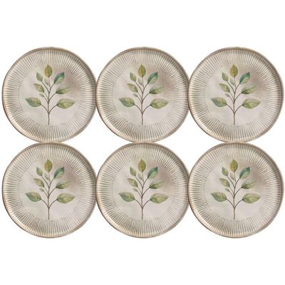 Jogo 6 Pratos Sobremesa 21,5cm Cerâmica Orgânica Porto Brasil Bio Evergreen Mesa Posta