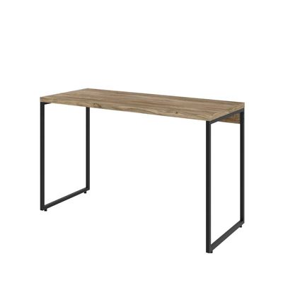Kit Escritório Estante Areta 5 Prateleiras Mesa Industrial Aspen 120cm C01 Carvalho - Lyam Decor