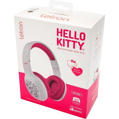 Headphone Bluetooth Letron Hello Kitty Rosa