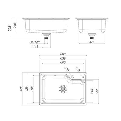 Cuba Deca Facile 60x40 Cc.660.60.dk.inx Com Deck Inox Escovado Inox