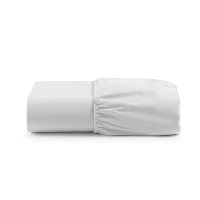 Lençol de Baixo Casal Queen Avulso Com Elástico Luiza Algodão Percal 180 Fios - Branco