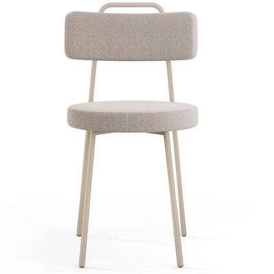 Cadeira Decorativa Estofada Para Sala De Jantar Barcelona Arena L02 Bouclê Creme - Lyam