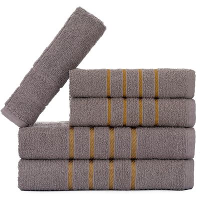 Jogo 5pçs 2 Banho + 2 Rosto + 1 Tapete P/Banheiro 100% Algodão Alta Absorção - Cinza