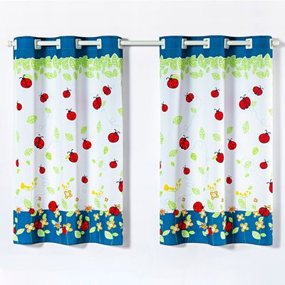 Cortina Gourmet Varão Cozinha Tecido Oxford 2,00m X 1,30m - Joaninhas Azul