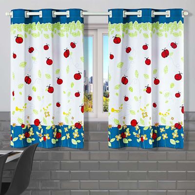 Cortina Gourmet Varão Cozinha Tecido Oxford 2,00m X 1,30m - Joaninhas Azul