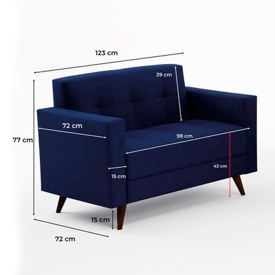 Conjunto de Sofá 2 e 3 Lugares Vitrola Suede Azul
