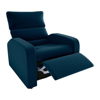 Poltrona Do Papai Reclinável Confortável Kwid Matrix Veludo Azul