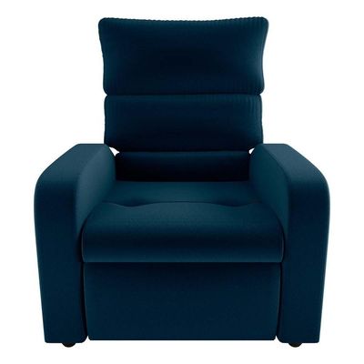 Poltrona Do Papai Reclinável Confortável Kwid Matrix Veludo Azul