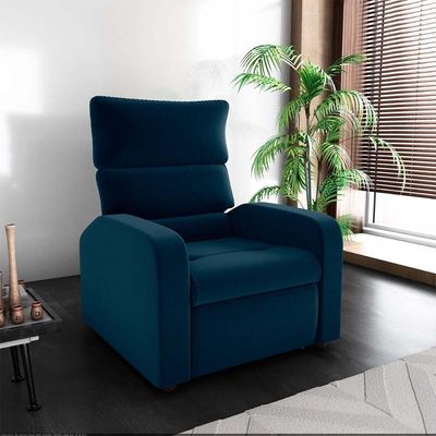 Poltrona Do Papai Reclinável Confortável Kwid Matrix Veludo Azul