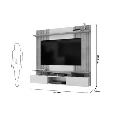 Painel Quarto P- Tv Até 65 Pol Ben C- 2 Portas 160x153cm Bali-cedro - Dj Móveis