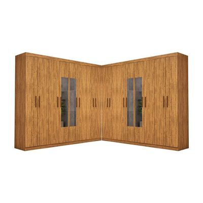 Closet Casal Duplo Rubi Premium 16 Portas C/espelho 8 Gaveta Cinamomo