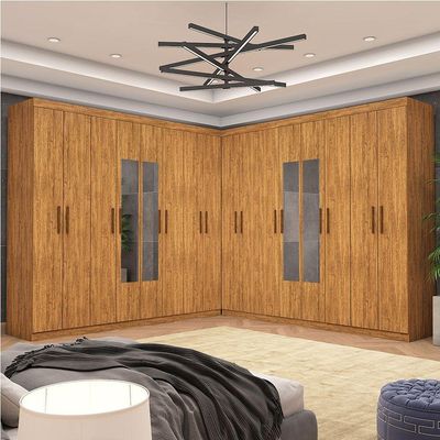 Closet Casal Duplo Rubi Premium 16 Portas C/espelho 8 Gaveta Cinamomo