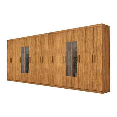 Closet Casal Duplo Rubi Premium 16 Portas C/espelho 8 Gaveta Cinamomo