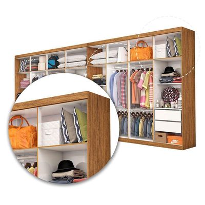 Closet Casal Duplo Rubi Premium 16 Portas C/espelho 8 Gaveta Cinamomo