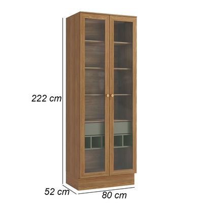 Cristaleira Botanic M628 80cm 2 Portas 1 Gaveta Kappesberg Nogueira/Verde
