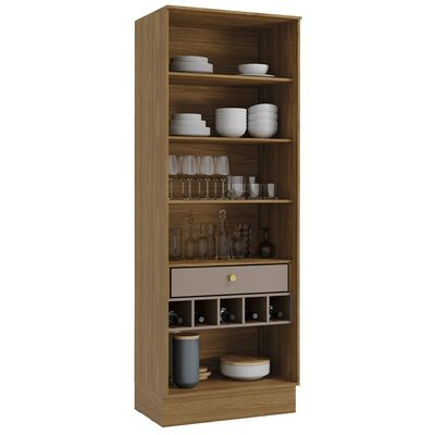 Cristaleira Botanic M628 80cm 2 Portas 1 Gaveta Kappesberg Nogueira/Fendi
