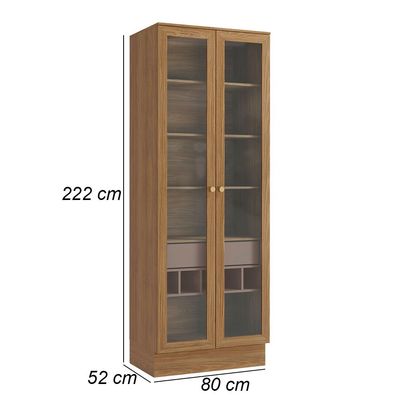Cristaleira Botanic M628 80cm 2 Portas 1 Gaveta Kappesberg Nogueira/Fendi