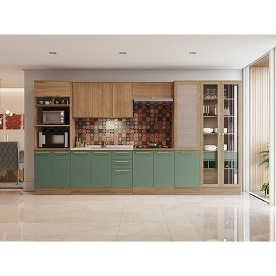 Cristaleira Botanic M628 80cm 2 Portas 1 Gaveta Kappesberg Nogueira/Fendi