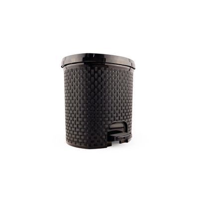 Kit 2 Lixeiras Rattan C/ Tampa Abertura Pedal Plástico Capacidade de 6 Litros Para Cozinha Escritório Preto