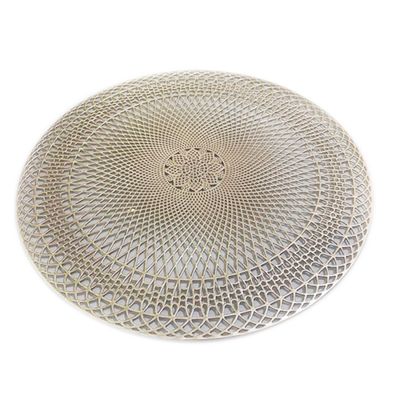Jogo Americano 2 Peças Mesa Posta Mesa Redondo Linha Luxo Tamanho Grande Modelo Lotus em PVC Ouro Velho