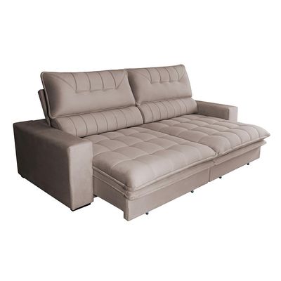 Sofá 3 Lugares Retrátil e Reclinável Mustang Veludo Castanho 230 cm