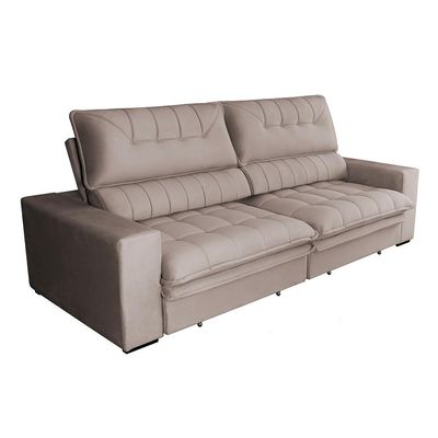 Sofá 3 Lugares Retrátil e Reclinável Mustang Veludo Castanho 230 cm